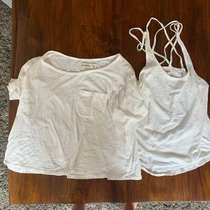 Two white Abercrombie kids shirts M